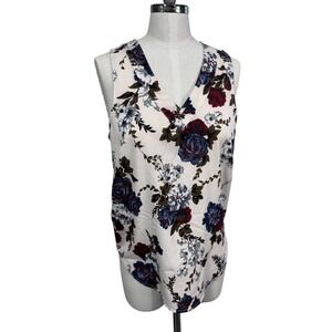 Eden Ruth Maddie Cream Floral Sleeveless Blouse Tank Top Women's Small Boho Chic
